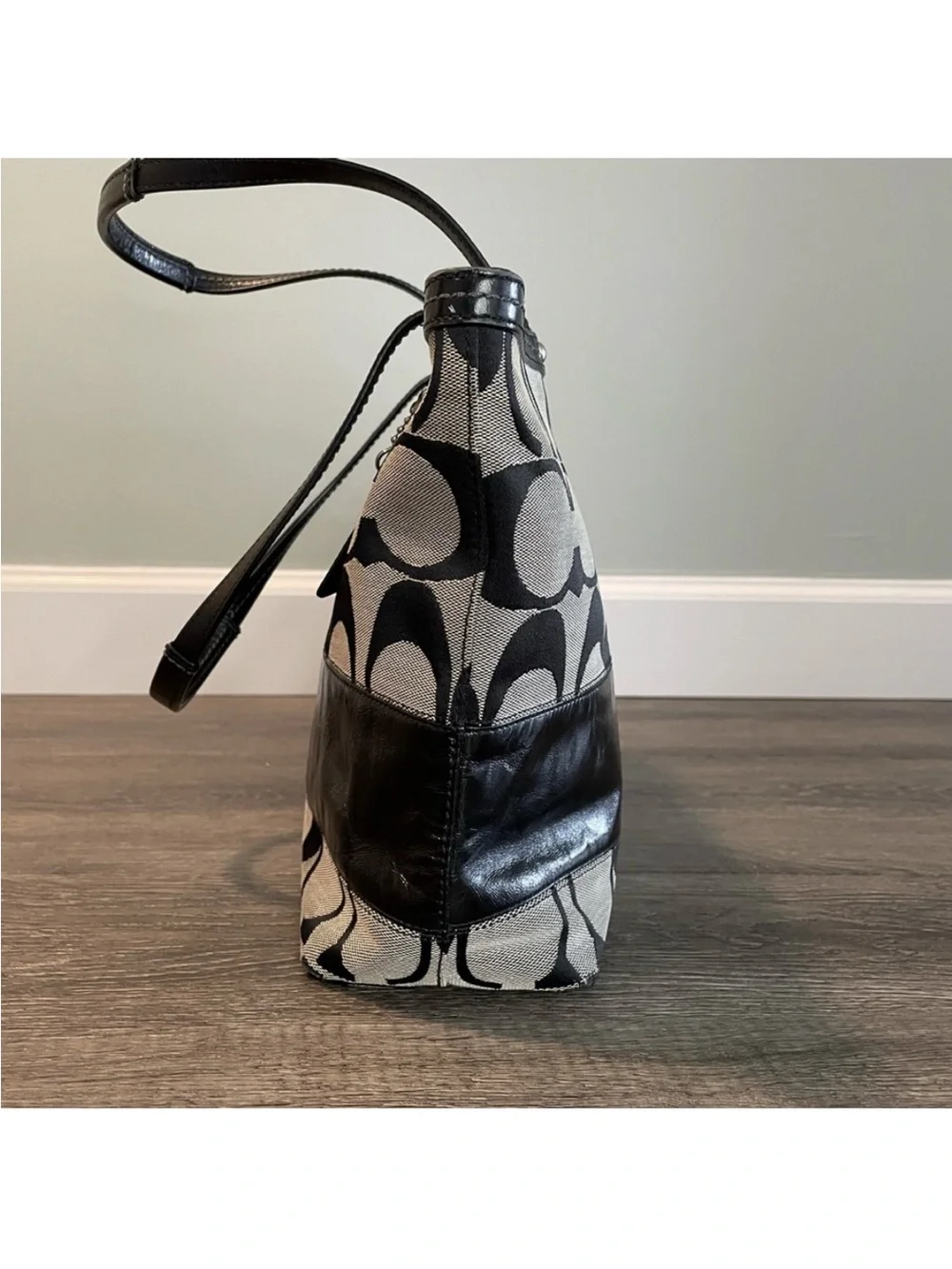 Coach Signature Canvas Tote in Black and Gray - Picture 7 of 13